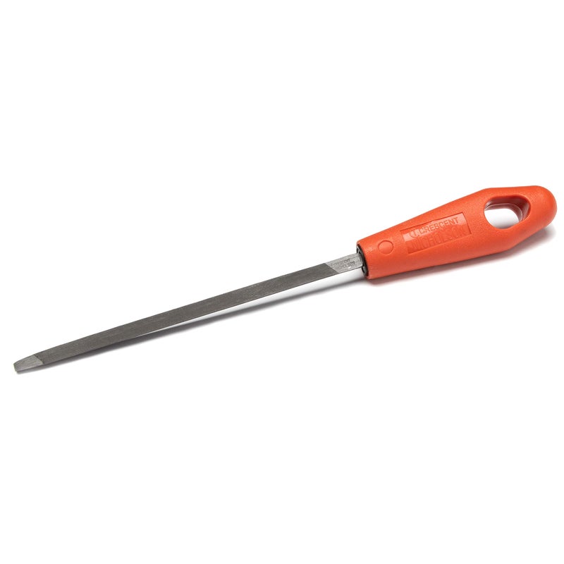 Nicholson 6" Triangle Single Cut Extra Slim Taper File with Red Handle - 21736NN - Image 1